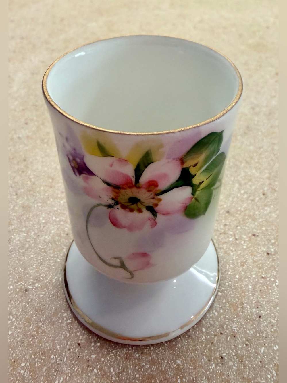 Antique Porcelain Toothpick Holder Floral Stems Pink Nippon Handpainted Japan